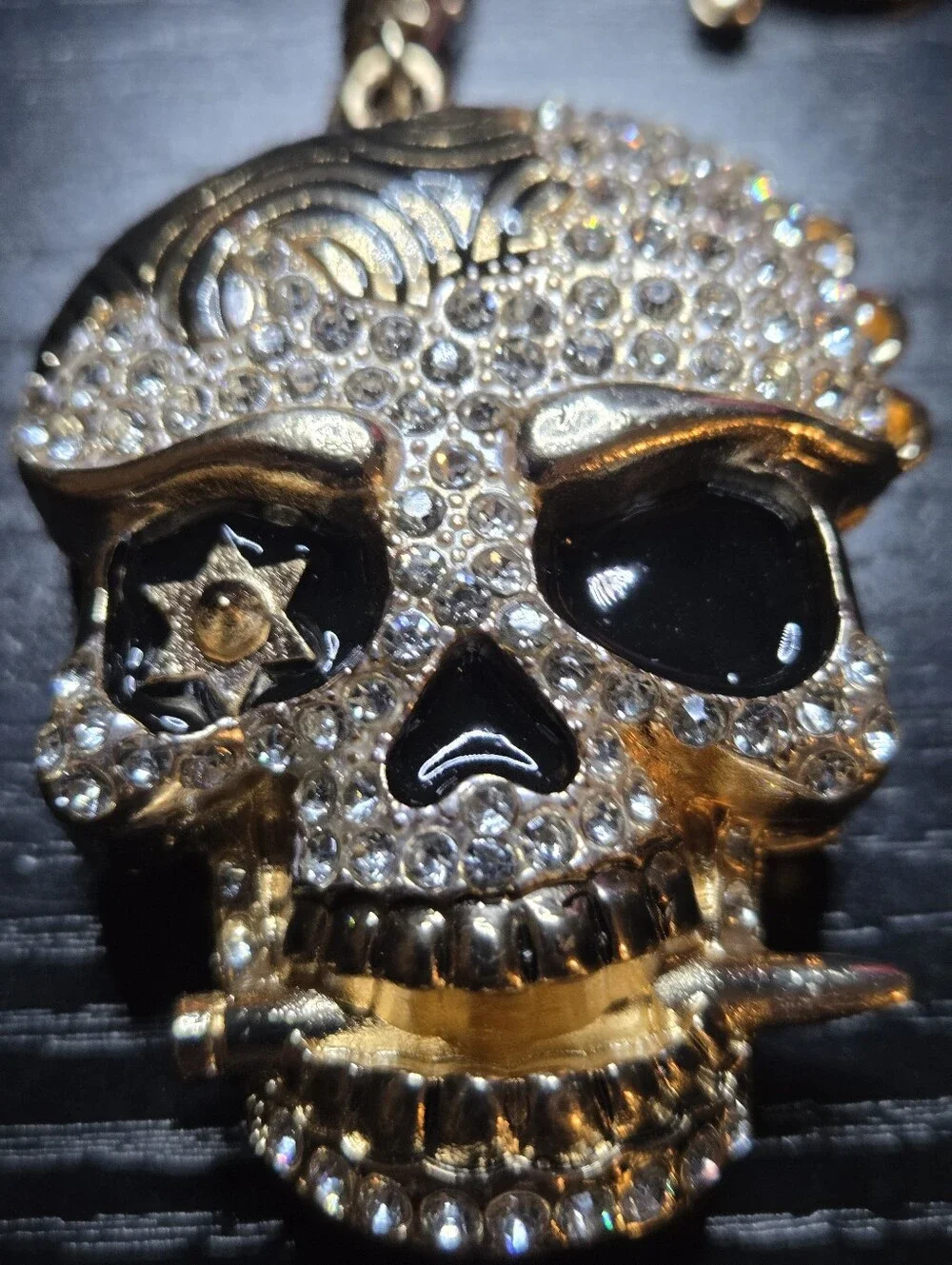 Gold Crystal Skull Keychain/Bag Charm